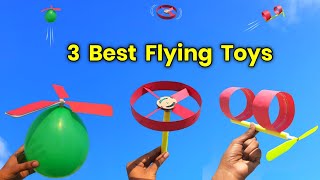 3 Best paper flying helicopters , how to make helicopter at home , how to make drone|Diy balloon toy