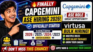 Full 🔥🎈Finally Capgemini ASE Hiring 2026 | Virtusa Bulk Hiring | 2026/2025/2024/2023 Batch Hiring Guide