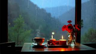Peaceful Rain at Coffee Shop 🌇 Soothing Piano for Evening Relaxation