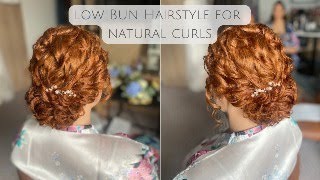 Beautiful Low Bun Bridal Hairstyle Tutorial Working with Natural Curls!