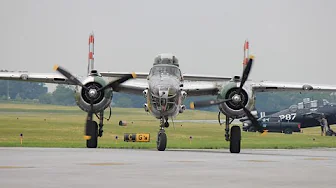 B-25 Panchito taxi takeoff and landing at Reading PA Airport WW2 Weekend Friday June-06-2025