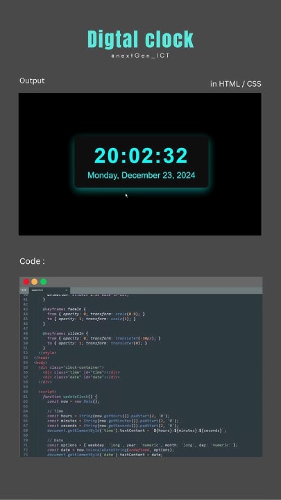 How to develop digital clock using html ,css and Java script...? # ...