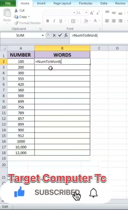 How To Convert Numbers into Words in Microsoft Excel || Shortcuts Key's ...