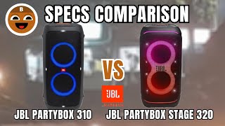 JBL PARTYBOX STAGE 320 vs JBL PARTYBOX 310 Specs Comparison | BrownChocoMilkBoy