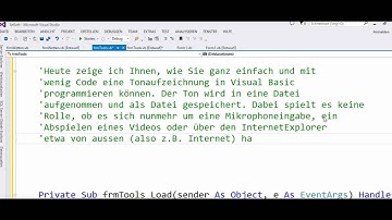 Audio-Aufnahme Tonaufnahme  mit VisualBasic programmieren