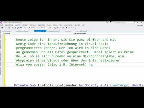 Audio-Aufnahme Tonaufnahme  mit VisualBasic programmieren