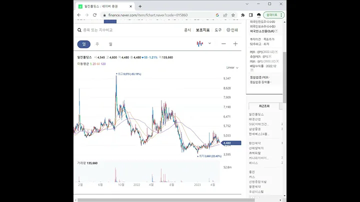 015860일진홀딩스 주가 전망 및 차트 분석