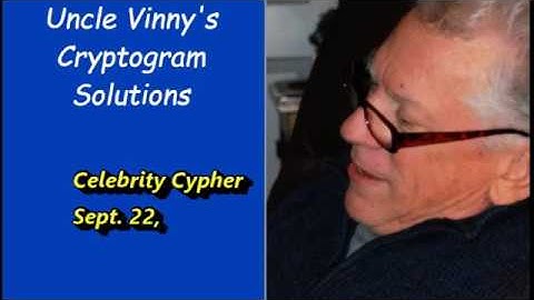 Cryptogram Solution, Sept. 22, 2018: Uncle Vinnys