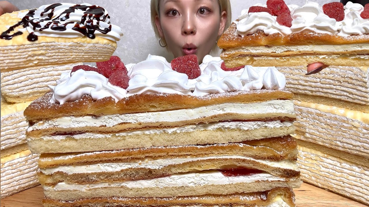 【シューミルクレープとミルクレープ🍰】ASMR 日本語字幕