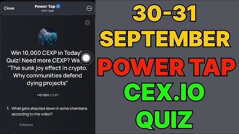 Cex.IO Quiz Answers Today 30 & 31 September | Cex.io Daily Quiz | Cex io daily combo |