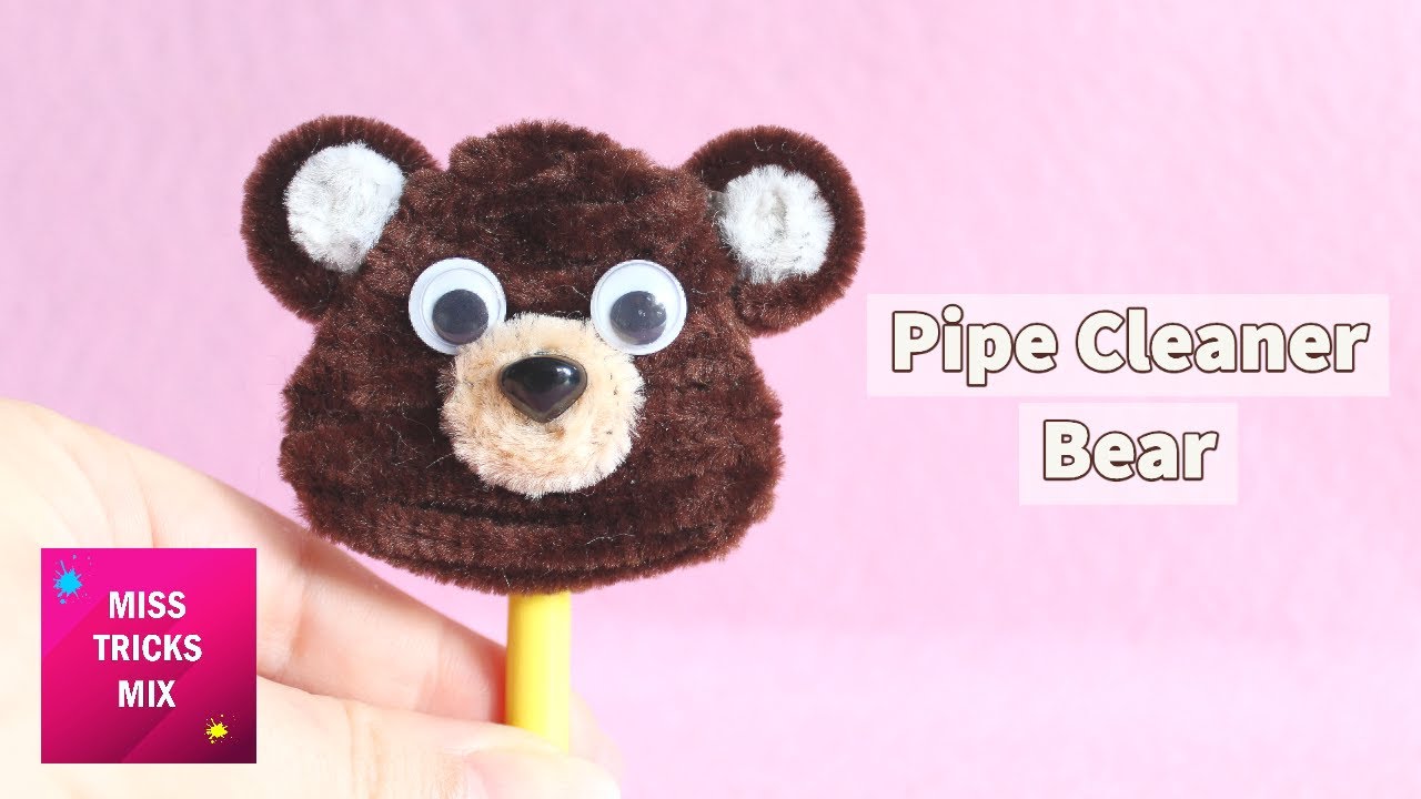 DIY Easy Pipe Cleaner Bear Face Pencil Topper Pipe Cleaner Craft Craft. YouTube