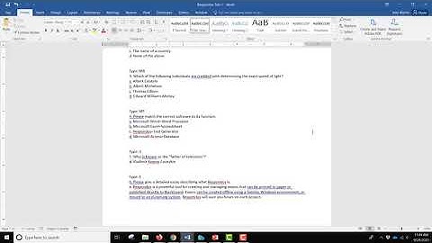 Formatting a test file for Respondus 4