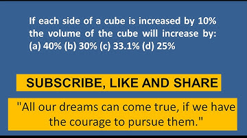 If each side of a cube is increased by 10% the volume of the cube will increase by: