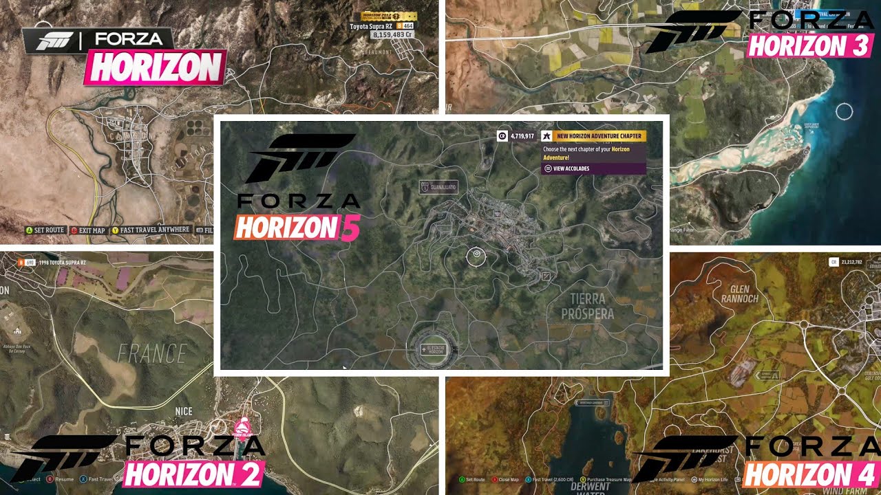 All Forza Horizon Games - World Map Comparison (Forza Horizon