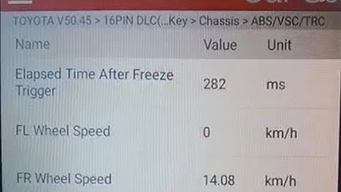 TOYOTA ABS FRONT LH WHEEL SPEED MALFUNCTION