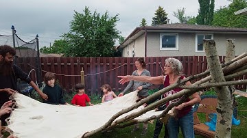 Stretching Moose Hide With the Help Of Grandchildren (4K)