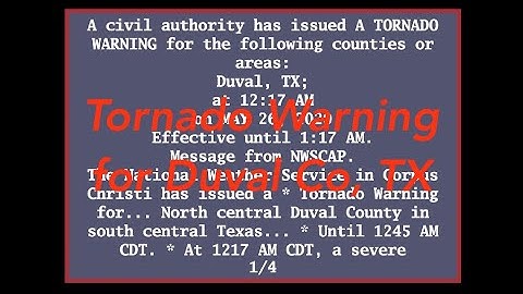 EAS Reenactment Mock: Tornado Warning for Duval County, TX (w/ IPAWS) - 05/26/2020