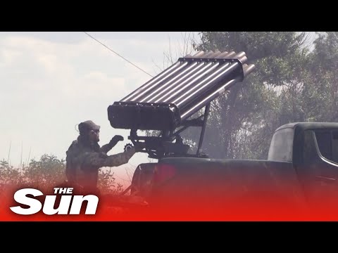 Ukrainian military fire 'makeshift' rocket launchers