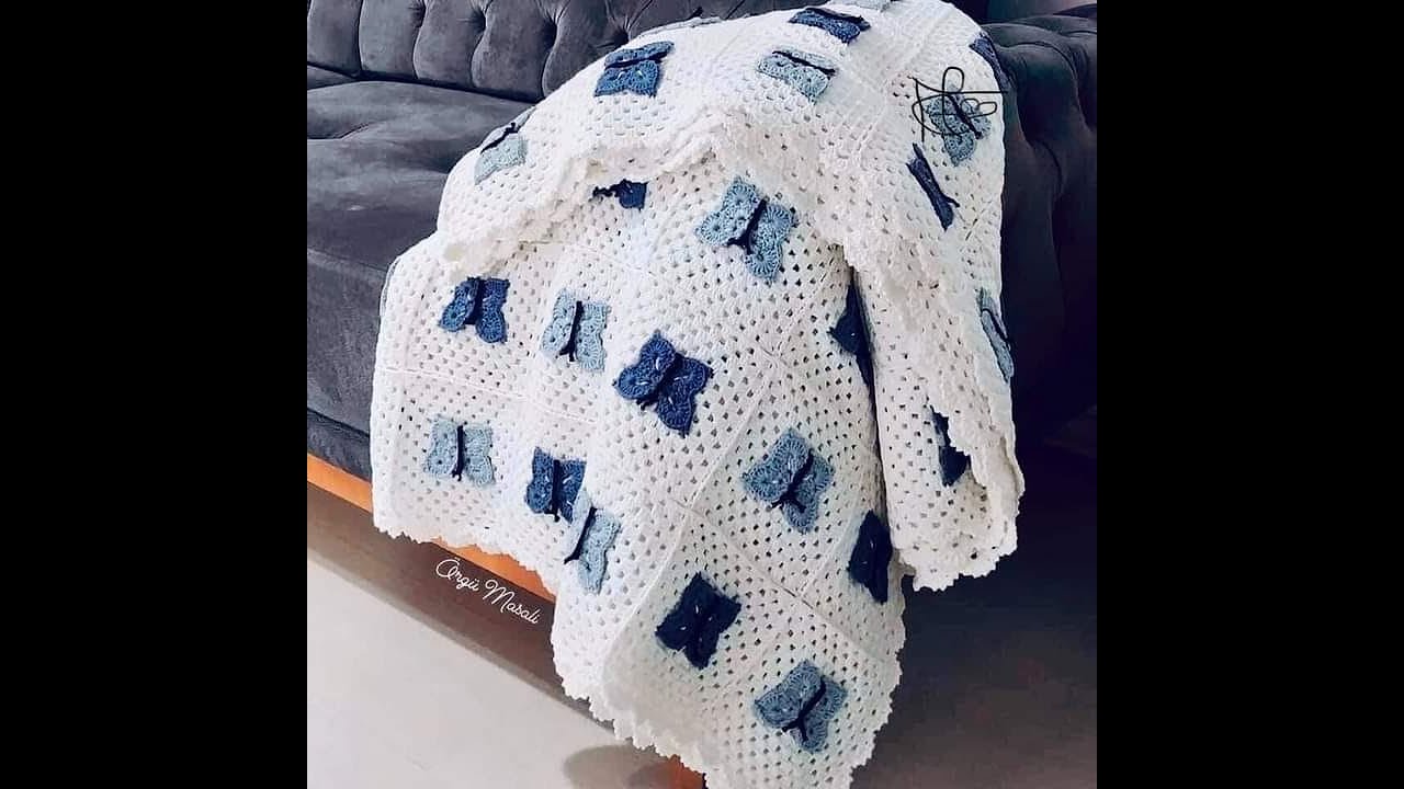 πλεκτο μοτίβο πεταλούδα για κουβερτα με βελονάκι. crochet blanket baby  tutorial. Irene crochet . - YouTube