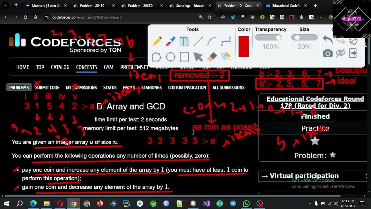 D. Array and GCD | Educational Codeforces Round 178 (Rated for Div. 2 ...