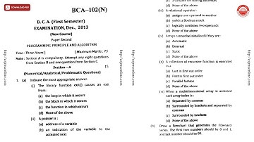 BCA 1ST SEM PROGRAMMING PRINCIPLE AND ALGORITHM BCA N DEC 2013 | CSJMU