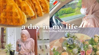 a day in my life | aesthetic cafe, croffles, florist, and laundry | ep.3 | indonesia