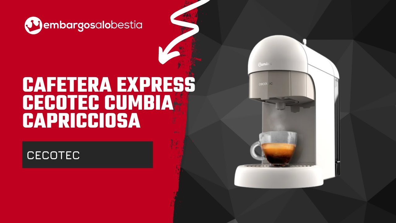 Cecotec Cafetera express Cumbia Capricciosa Black. 19 Bares de presión,  Apta para café molido y cápsulas monodosis ESE, Depósito agua 600 ml, Filtro  a