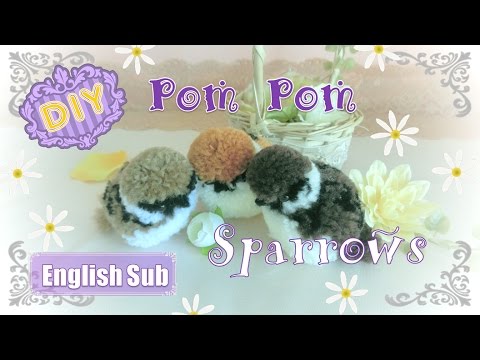 ダイソーのポンポンメーカーで作る 動物ポンポン すずめ編 How To Make Pom Pom Sparrows Youtube