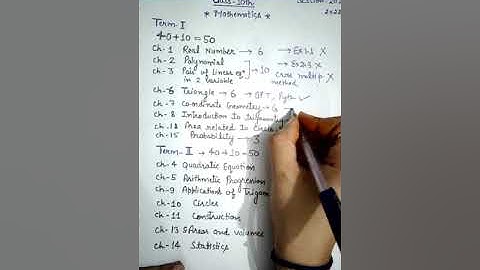 Term -1 and Term-2 syllabus of Maths class 10th CBSE 2021-22