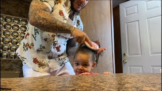 DAD trying to do his daughter  hair (happy Father’s Day)