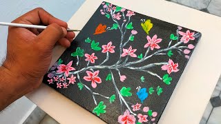 How to draw Flowers/Acrylic Flower painting for beginners