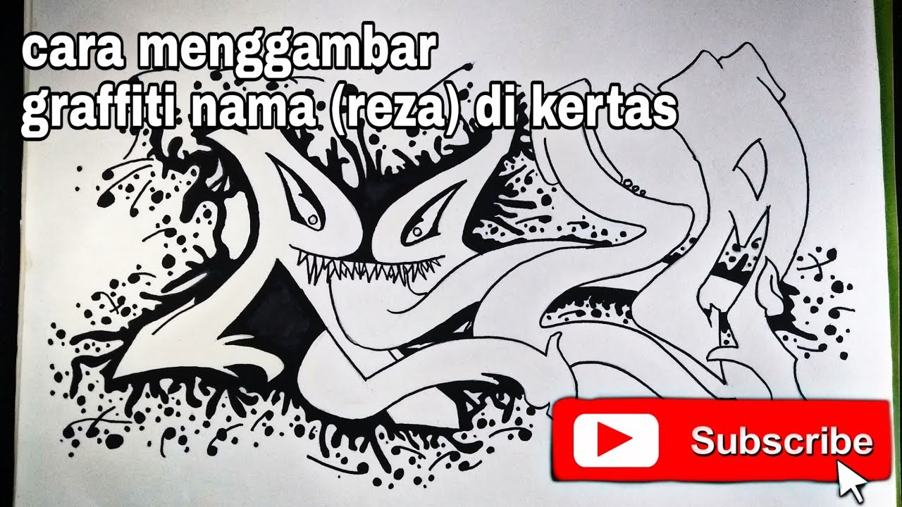 gambar graffiti  nama  reza hitam  putih  di kertas  YouTube