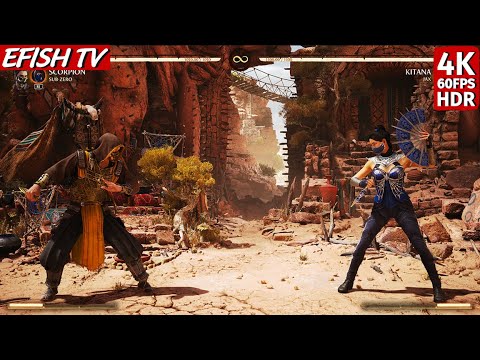MK2 Movie Scorpion & Sub-Zero vs MK2 Movie Kitana & Jax (Hardest AI) - Mortal Kombat 1