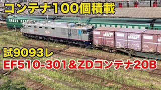 コンテナ100個積載!! EF510-301(新銀釜)&ZDコンテナ20B