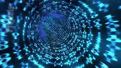 Looping animation of a binary code tunnel   blue