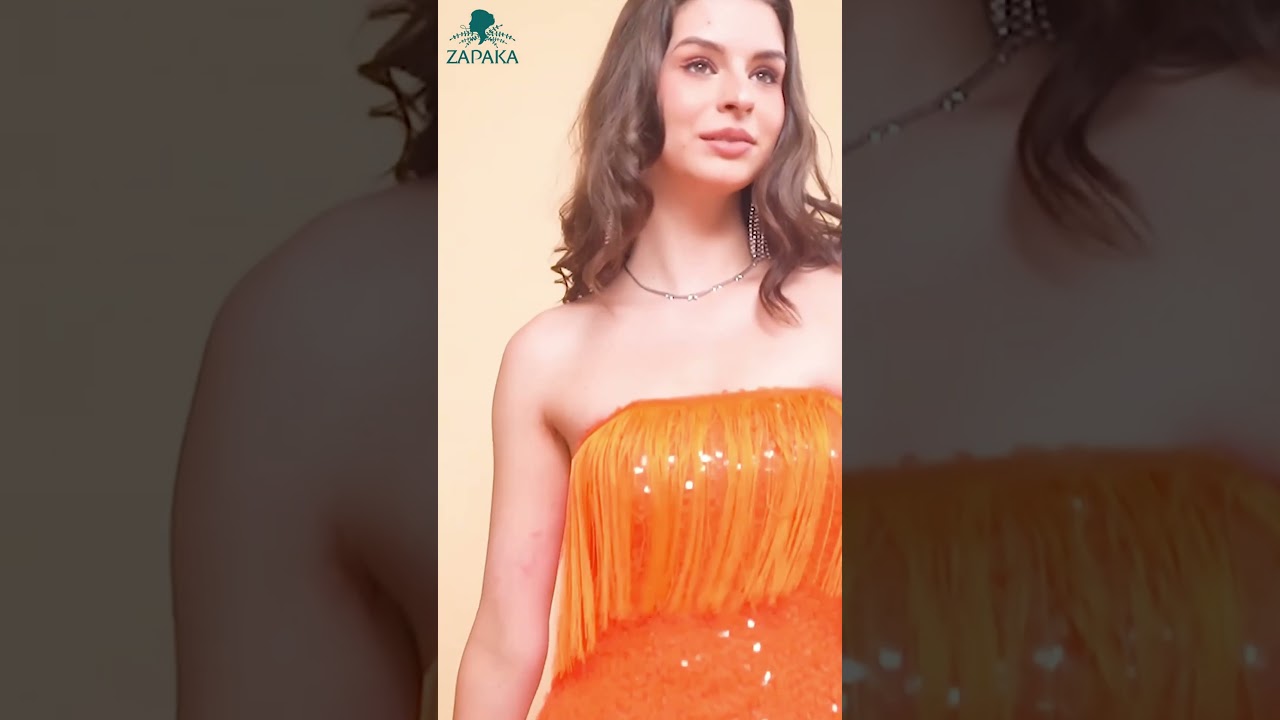 Sheath Strapless Orange Sequins 