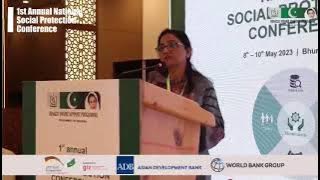 Shireen Mustafa Secy Social Welfare Dept Sindh addressing in 1st National Social Protection Conf.