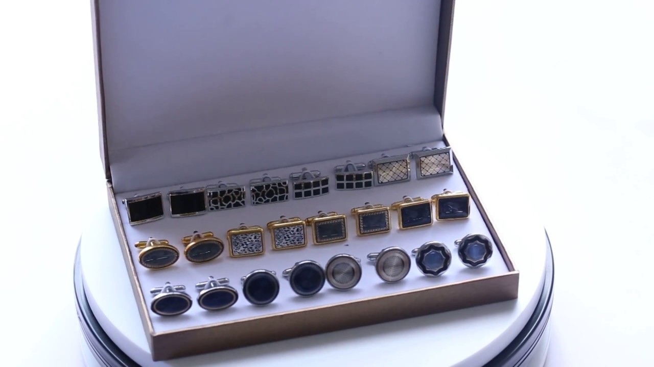 BodyJ4You Cufflink 12 Pairs Two Tone Classy Stylish Men's Cuff Links Elegant Gift Box