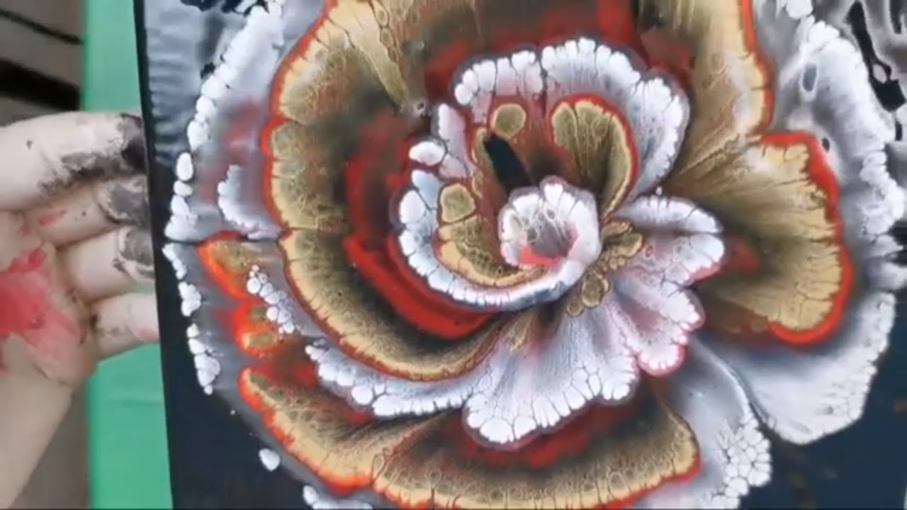 #2 Sunday live / Flower dip with PVA glue / Acrylic pouring technique ...