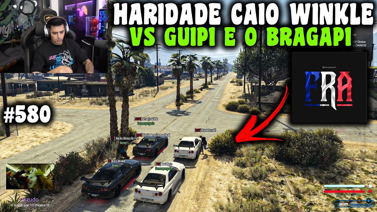 HARIDADE E O CAIO WINKLE VS GUIP1 E O BRAGAP1! CORRIDA MUITO ...