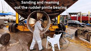Sanding and reaming out the rudder pintle bearing - Project Brupeg Ep. 464