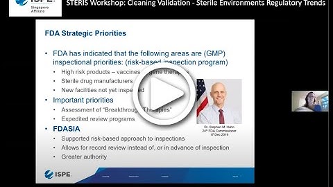 Steris Workshop: Cleaning Validation - Sterile Environments Regulatory Trends with Beth Kroeger