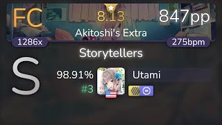 Utami | Foreground Eclipse - Storytellers [Akitoshi's Extra] +HDDT 98.91% {#3 847pp FC} - osu!