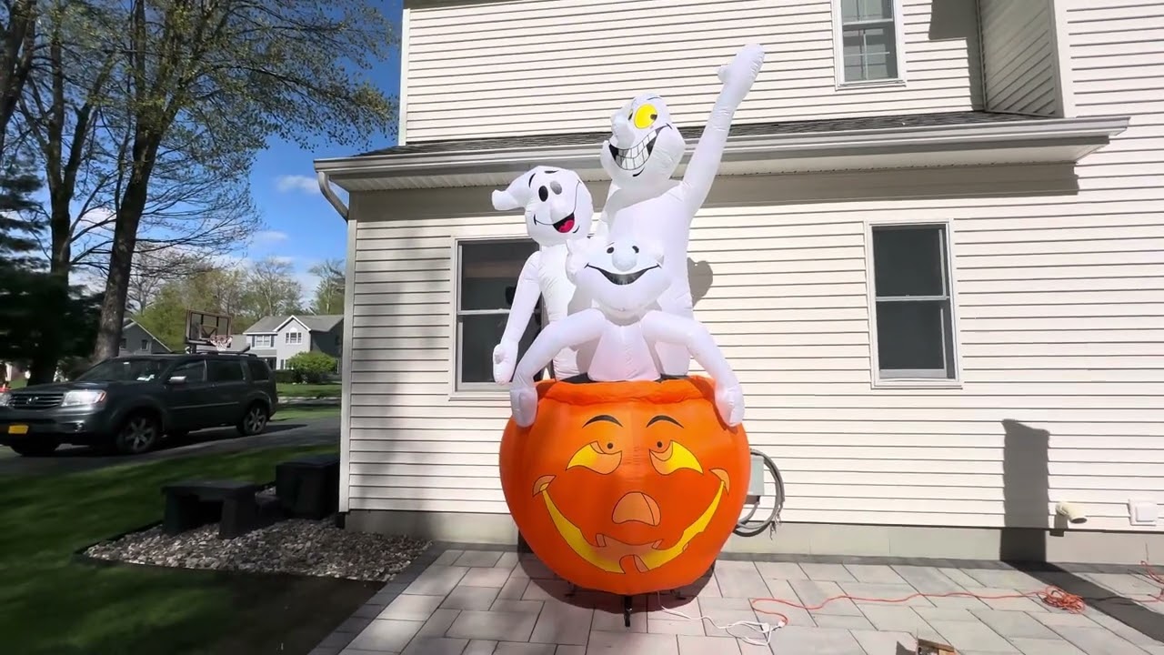 Gemmy 2004 Halloween Airblown Inflatable 11FT 3 Ghosts In Pumpkin Unboxing & Review