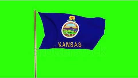 kansas flag waving in the wind. Green screen, alpha matte. Loopable animation Stock video by