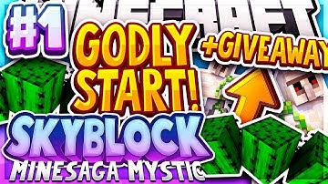 GODLY START TO A NEW SERIES + GIVEAWAY! | Minecraft SKYBLOCK Series #1 (MineSaga Mystic Realm)