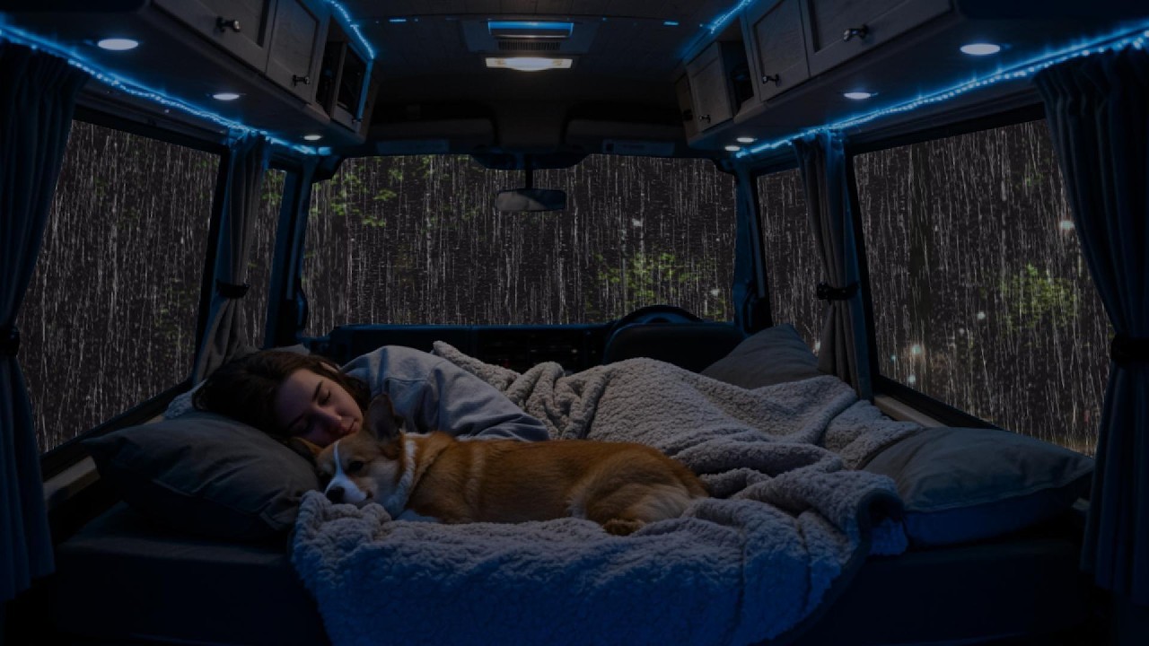 Relaxing Rain & Thunder on Cozy Car ⛈ Deep Sleep Sounds, Stress Relief & Peaceful Night Ambience