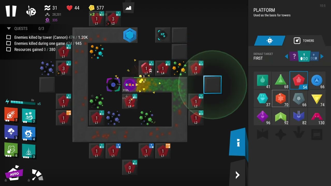 Infinitode 2 - Let's Play - level 1.7 Cannon only fun!