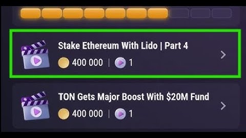 Stake Ethereum With Lido | Part 4 | Tapswap Video Code