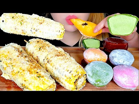 ELOTE (MEXICAN STREET CORN)? MOCHI ICE CREAM CHOCOLATE COVERED ICE CREAM ASMR Mukbang Eating sounds